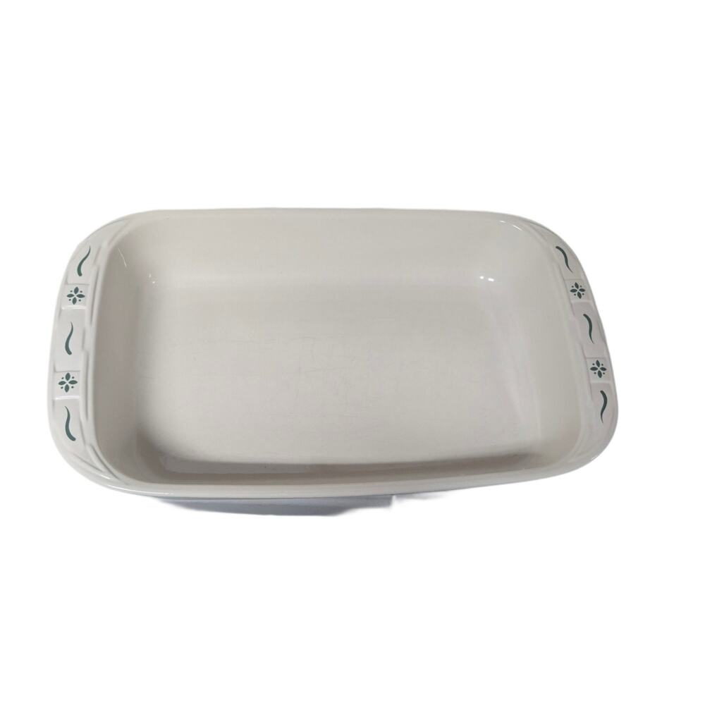 Longaberger Pottery Ceramic Rectangular Casserole Dish Woven Traditions